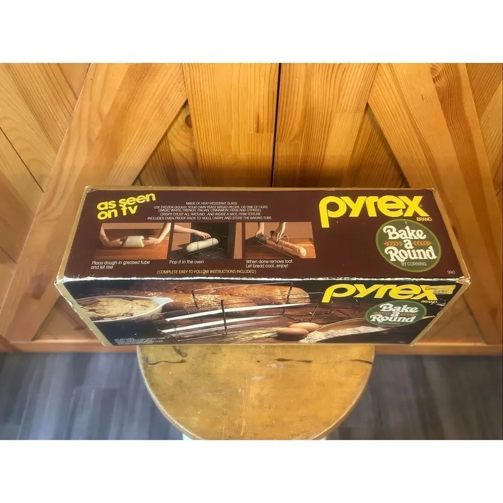 Vtg 70s 80s Pyrex Bake-A-Round Model 990 Original Box (5832)